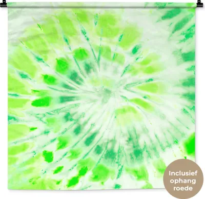 Produktbild von MuchoWow® Wandteppich Wandbehang Krawattenfärbung - Grün - Kunst 90x90 cm Tapisserie Dekoration Wandtuch - Wandaufhänger