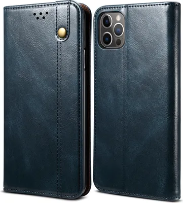 Produktbild von iPhone 12 Pro Hülle, LaimTop Leder Flip Brieftasche Schutzhülle für iPhone 12 Pro Blau