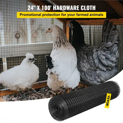 Zdjęcie produktu dla Siatka druciana VEVOR 61 x 3048 cm ocynkowana, powlekana winylem siatka druciana o grubości 16 mm ze szczypcami do cięcia i parą rękawic z tkaniny, do ogrodzeń ogrodowych i wybiegów dla zwierząt domowych
