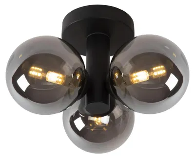 Imagen del producto de Lámpara de techo TRUDY, negra, 3 bombillas G9 de 40W, metal, dimensiones: 18x28x28 cm, IP44, marca Lucide