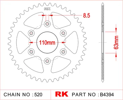 Produktbild von RK Kettenrad 4394 45 Zähne