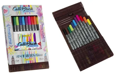 Productafbeelding van ONLINE® 19045 Calli.BrushPen viltstiften - 11 stuks in bamboe etui