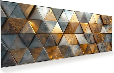 Produktbild von Glasbild 150x60cm in XXL für Wohnzimmer, Schlafzimmer Motiv Dreiecksmuster Wand