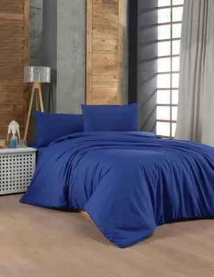 Produktbild von L'Essentiel Linge de Maison, Dark Blue, Ranforce Doppel-Bettbezug-Set (FR), Dunkelblau, 100 % BAUMWOLLE RANFORCE, 200 x 200 cm