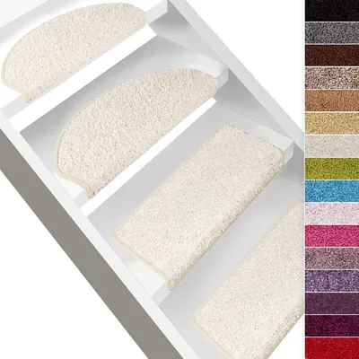Shaggy-Stufenmatte Barcelona Creme 171 Rechteckig 23,5 x 65 cm