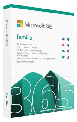 Obrázek produktu pro Microsoft 365 Family, Kancelářský balík, Plná, 1 licencí, 1 rok/roky, Předplatné, Španělština