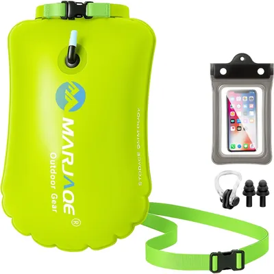 Produktbild von Schwimmboje, 20L Schwimmboje Aufblasbar mit Trockensack, Schwimmboje Erwachsene Freiwasser mit Wasserdichte Handytasche, Nasenklammern und Ohrstöpsel