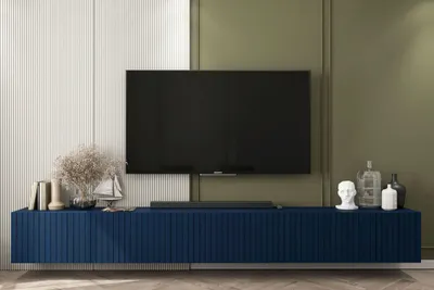Produktbild von TV-Wandschrank TV-Schrank Glamour Elpis Modern Lindner Möbel 300cm x 37,5cm x 36,5cm Farbe: Marineblau matt - Italienische Tiefmattfolie