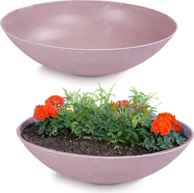 Produktbild von Flache Pflanzschalen für draussen Dekoschalen rund altrosa 45 cm