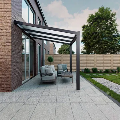 Produktbild von Terrassenüberdachung 3,06x2,5m Aluminium anthrazitgrau matt Dach Polycarbonat