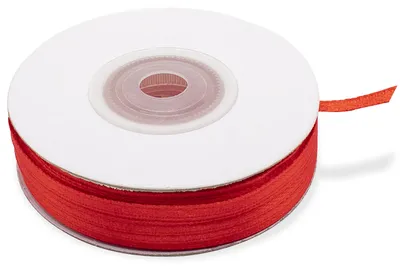Produktbild von Rotes Satinband, 3 mm Breite, 50 Meter lang, ideal für Dekorationen und Geschenke