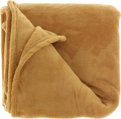 Imagen del producto de Manta Unyqoos® – Tejido de poliéster polar, color mostaza, 130 x 180 cm – manta suave y ligera para el sofá y la cama
