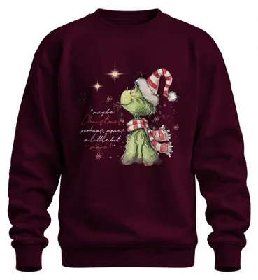 Obrázok produktu pre Grinch – možno Vianoce znamenajú viac: vtipná vianočná mikina uni, bordová, M