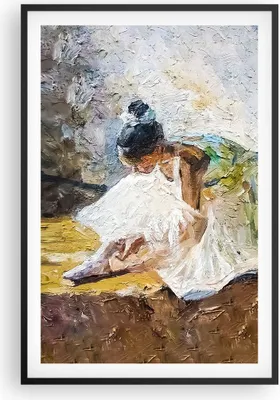 Produktbild von Gerahmtes Poster - Schwarzer Rahmen - Ballerina Mädchen Öl - 61x91,5 cm - Wand Bild - Wanddeko - Wandbilder - Kunstposter - Wandposter - Bilderrahmen - Bilder - Kunstdruck - P2BPA61x91-4756