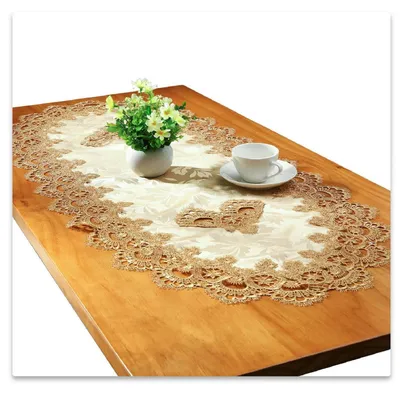 Obrázek produktu pro Obalý ubrousky na stůl, krajkové, vyšívané, 50x110 cm, zlaté