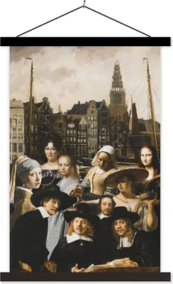 Produktbild von MuchoWow® Textilposter Malerei - Alte Meister - Collage 120x180 cm mit schwarzem Rahmen - Fotos