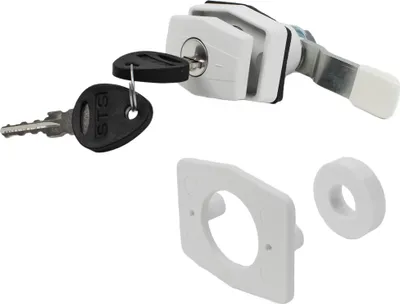 Immagine prodotto di STS Push Lock serratura a ribalta esagonale ribalta di servizio caravan camper roulotte barca bianco