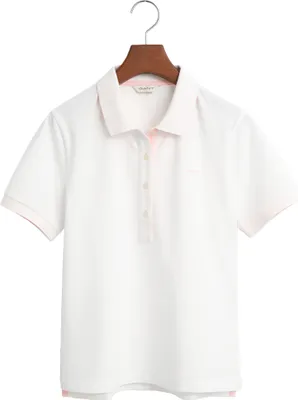 Zdjęcie produktu dla Gant Koszulka polo z krótkim rękawem z kontrastowym kołnierzykiem White L Woman White L