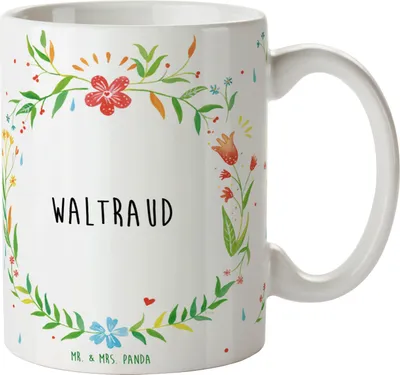 Produktbild von Mr. & Mrs. Panda Kaffeetasse Waltraud - Geschenk, Teetasse, Tasse mit Motiv, Trinkbecher, bedruckt