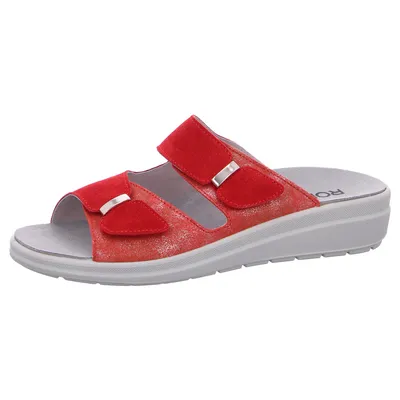 Produktbild von Rohde Damen Clogs Leder Klettverschluss Pantoletten Rivella 5732, Größe:42 EU, Farbe:Rot