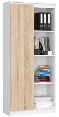 Zdjęcie produktu dla Regał R80 AKORD Biały, Dąb Sonoma 80x35x180 cm