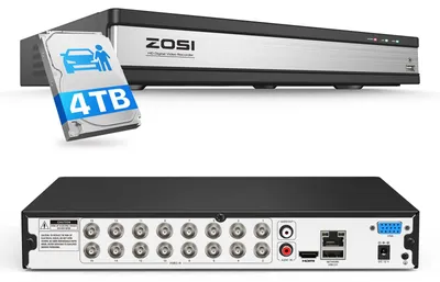 Produktbild von ZOSI 16CH H.265+ 1080P DVR Überwachungsrecorder mit 4TB Festplatte, Hybrid 4in1 AHD CVI TVI CVBS, 16-Kanal BNC, HDMI VGA
