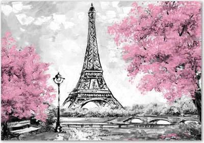 Produktbild von Tulup® Glas-Bild - 100 x 70 - Wandbild aus Glas - Wandkunst - Wandbild hinter gehärtetem Sicherheitsglas - Sehenswürdigkeiten & Architektur - Eiffelturm Paris - Rosa