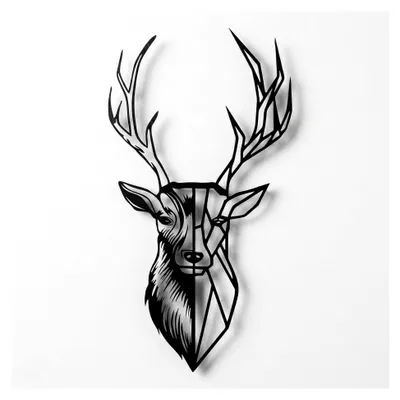 Produktbild von Metallische Wanddekoration mit Hirschkopf - 3D Silhouette (25 x 46 cm)