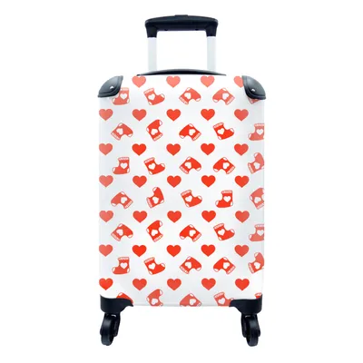 Produktbild von MuchoWow® Koffer Handgepäck Trolley Rollkoffer Kleine Reisekoffer mit 4 Rollen - Weihnachten - Muster - Valentinstag - Cabin Size < 55x40x23 cm & 55x40x20 cm - Fotokoffer - Kabinenkoffer - Boardgepäck - Reise-Box - Reisekoffer - Reisegepäck - Koffer mit Bild - Trolley für Kinder