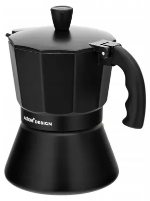 Produktbild von Mokkakanne aus Aluminium 150 ml (3 Tassen), Schwarz – Espressokocher für Herd (auch Induktion)