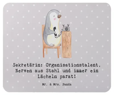 Produktbild von Mr. & Mrs. Panda Mauspad Sekretärin Heldin - Grau Pastell - Geschenk, Beruf, Berufsliebe, Multitasking, personalisierte Geschenke, immer ein Lächeln, laptop mousepad