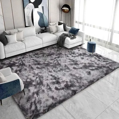 Immagine prodotto di Tappeto moderno a pelo lungo, ideale per soggiorno e camera da letto (nero/bianco, 200 x 300 cm)
