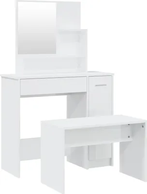 Produktbild von vidaXL Schminktisch-Set Hochglanz-Weiß 86,5x35x136 cm