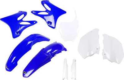 Zdjęcie produktu dla Zestaw owiewek UFO PLAST, 9-częściowy zestaw owiewek z tworzywa sztucznego z osłoną widelca do motocykla Yamaha YZ WR 125 / 250 cm³, rok produkcji 2006–2007, kolor: niebieski / biały