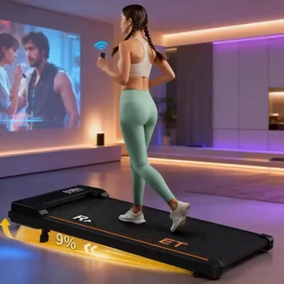 Image de Walking Pad - Tapis de course de bureau - Inclinaison de 9° - 1 à 8 km/h - Surface de course de 90 cm - Écran LED - Télécommande - Silencieux