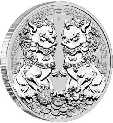 Zdjęcie produktu dla 1 uncjowa srebrna moneta Guardian Lion Double Pixiu 2020 Guardian Lion Silver 9999 Moneta kolekcjonerska