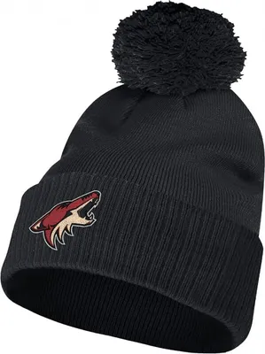 Zdjęcie produktu dla Czapka bobble NHL z mankietem, akryl, logo Arizona Coyotes, czarna, jeden rozmiar