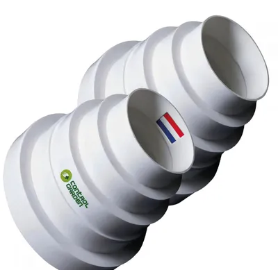 Productafbeelding van Set van 2 universele verloopstukken voor ventilatiesystemen, wit, voor ventilatiekanalen Ø 80-150 mm