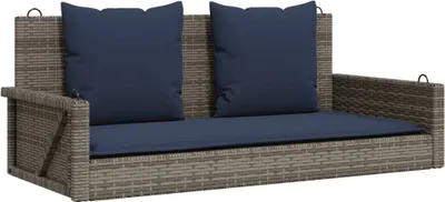 Obrázek produktu pro Houpací lavice s polštáři šedá 119 x 56 x 48 cm polyratan