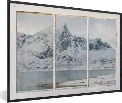 Produktbild von MuchoWow® MuchoWow® Gerahmtes Poster Ansicht - Landschaft - Schnee 90x60 cm - Poster mit zchwarzem Bilderrahmen - Fotorahmen - Foto-Plakat