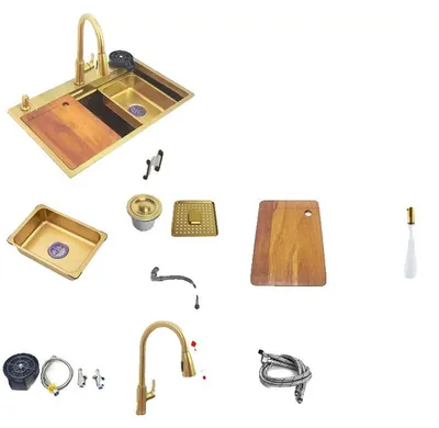 Immagine prodotto di Lavello da cucina, vasca singola, struttura in acciaio inox, 75x46 cm B