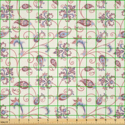 Image de ABAKUHAUS tissu satiné oriental vendu au mètre, motif ethnique vintage Flourish, ornements arabes avec de magnifiques fleurs et feuilles, 3 m (148 x 300 cm), multicolore