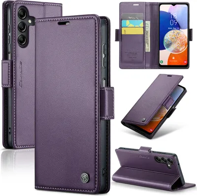 Produktbild von Galaxy A14 Hülle, Leder Brieftasche Kartenfach Schutzhülle mit Standfunktion für Samsung Galaxy A14 5G/4G Lila