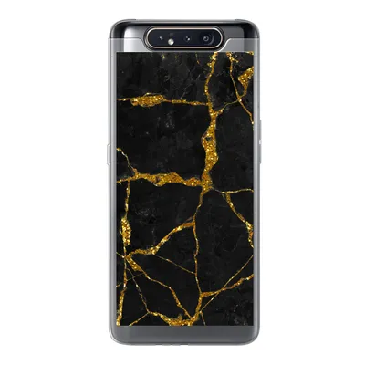 Produktbild von MuchoWow® Handyhülle Schutzhülle Hülle für Samsung Galaxy A80 Marmor - Gold - Schwarz - Marmoroptik - Glitter Silikon Softcase Handy Hülle - Schutzdeckel