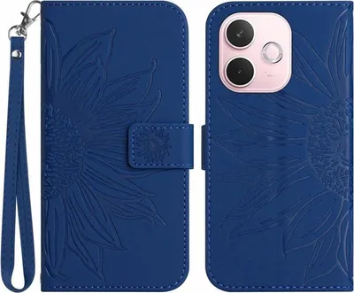 Produktbild von OPPO A5 Pro 5G Hülle - Coverup Sonnenblume Klapphülle mit Schlüsselband - Blau
