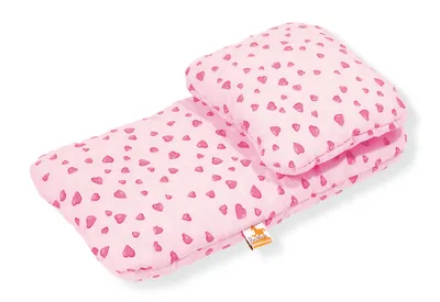 Immagine prodotto di Set di biancheria da letto Pinolino per carrozzine, 2 pezzi, motivo "Cuoricini rosa"