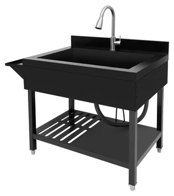 Immagine prodotto di Lavello da cucina, rubinetto estraibile, acciaio inossidabile resistente, nero