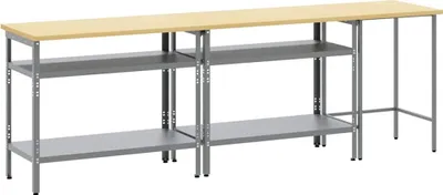 Obrázek produktu pro Sada dílenských stolů vidaXL, 3 ks, béžová a šedá, ocel s práškovým nástřikem