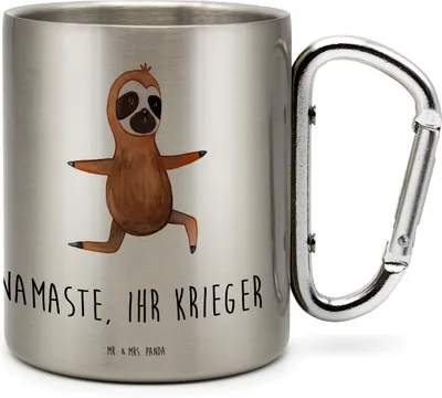Produktbild von Mr. & Mrs. Panda Thermobecher Faultier Yoga - Transparent - Geschenk, wandertasse, Edelstahl, Namaste, Meditation, wanderbecher, thermotasse, Faultiere, Teetasse