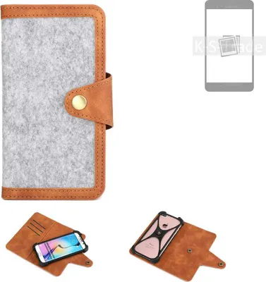 Produktbild von K-S-Trade Handyhülle kompatibel mit Samsung Galaxy S23+ Schutzhülle Filz-Hülle Kunst-Leder hellgrau braun (1x)